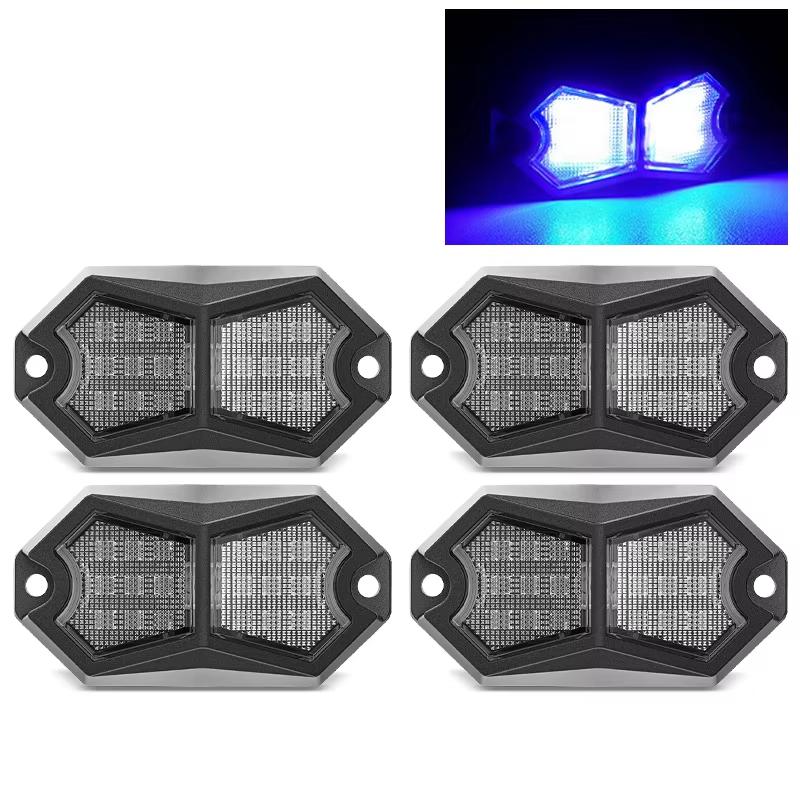4PC 18LED Car LED Rock Light 12V 24V LED Underbody Light for Vehicle Off-Road Van Lorry RV Atmosphere Light Warning Signal Lamp