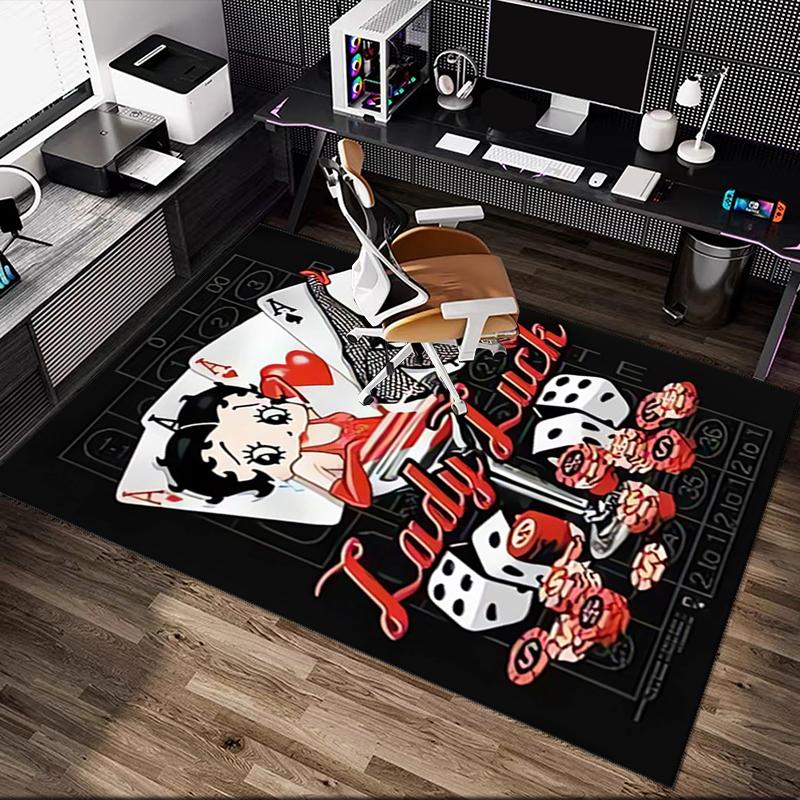 Betty Boop Print Area Rug, Multi-functional Office Chair Sofa Carpet, Easy Clean Carpet for Home and Living Spaces