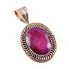 Red Ruby(Simulated) Handmade 925 Sterling Silver Two Tone Pendant 1.50" D3y84