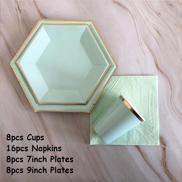 40 шт./лот одноразовая посуда набор золотых вечерние однотонные бумажные стаканчики тарелки день рождения детский душ карнавал свадьба декор принадлежности