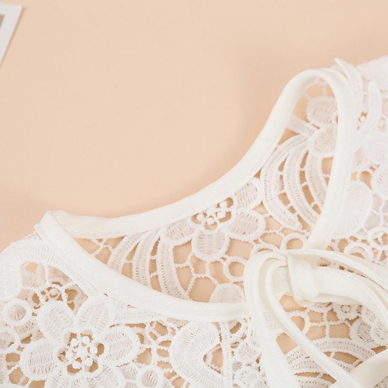 Women Hollow Out Paisely Floral Lace Fake Collar Triangular Shawl Large Shoulder Wrap Necklace Lace-Up Short DropShipping