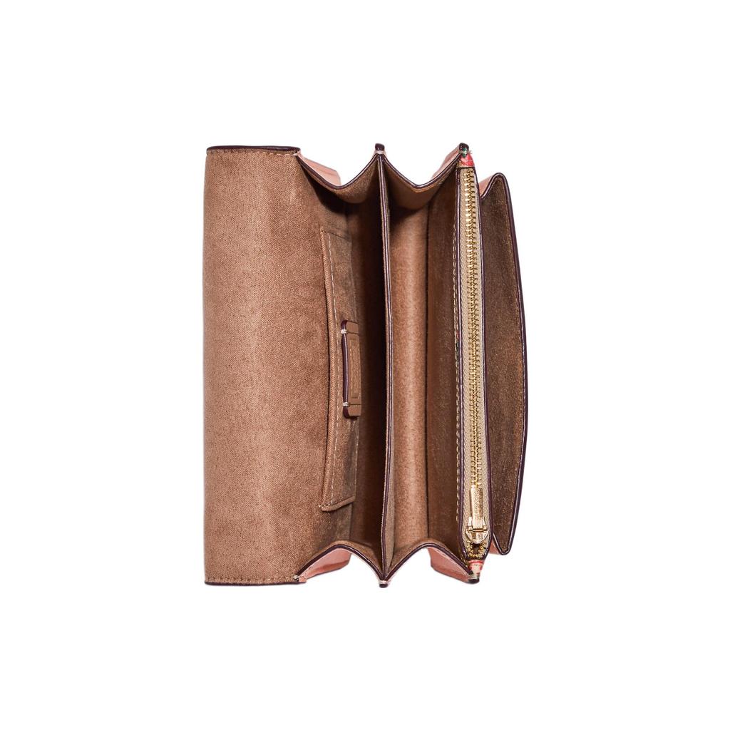 New COACH Klare Smooth Leather With Coated Canvas Shoulder Bag Crossbody Bag Small Size Women's Brown & Pink CB594-IMOT4