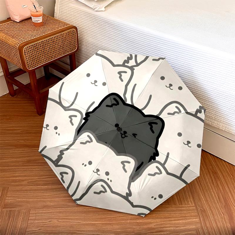 1 шт. chow Автоматический складной зонт - Мультяшный узор, Портативный и складной дизайн с 8 спицами, Рождественские и Новогодние подарки