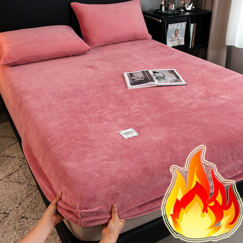 2025 Теплая зимняя простыня, Мягкая на ощупь и плюшевая толстая простыня-наматрасник, Розовая Зеленая Синяя Серая Черная