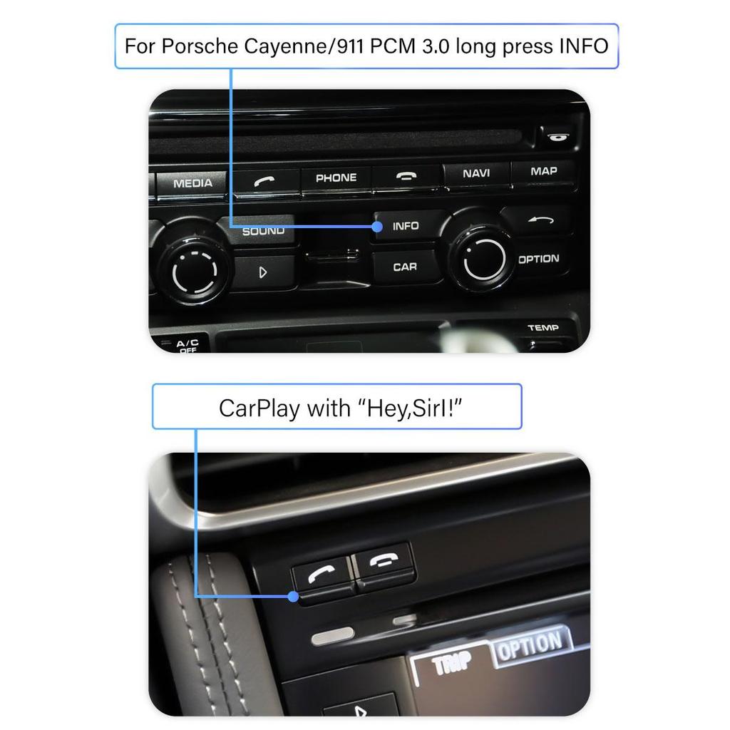 Sinairyu Wireless CarPlay Android Auto DAB DVR HDMI Kit Compatible For Porsche Cayenne 911 PCM 3.0 Mirror Link