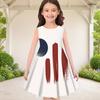 Girls White Round Neck Sleeveless American Flag Printed A Line Flared Dress