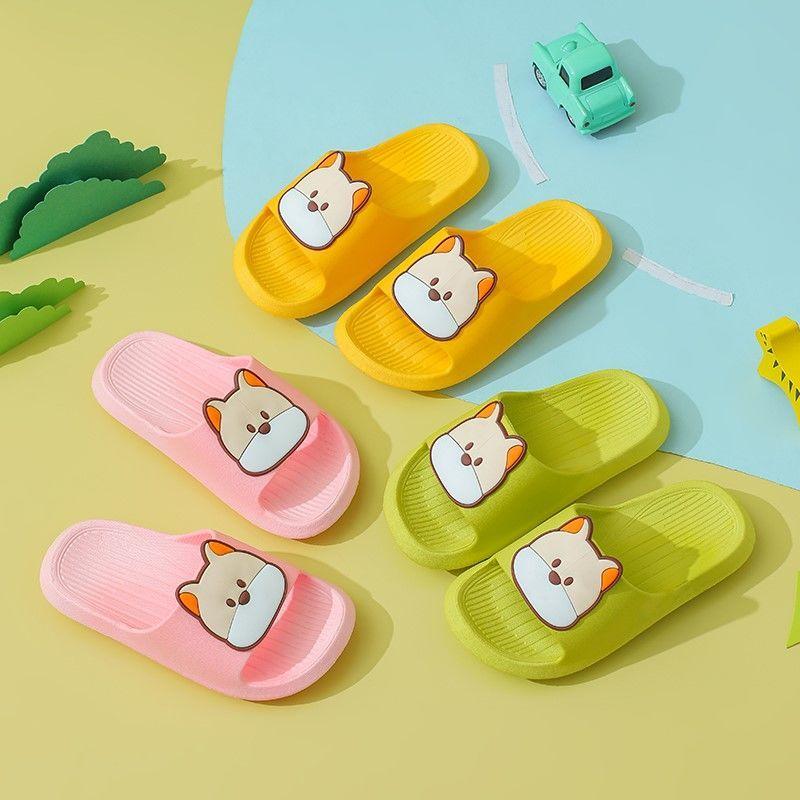 Детские летние домашние нескользящие тапочки для мужчин и девочек, домашние сандалии с мягкой подошвой с изображением собаки
