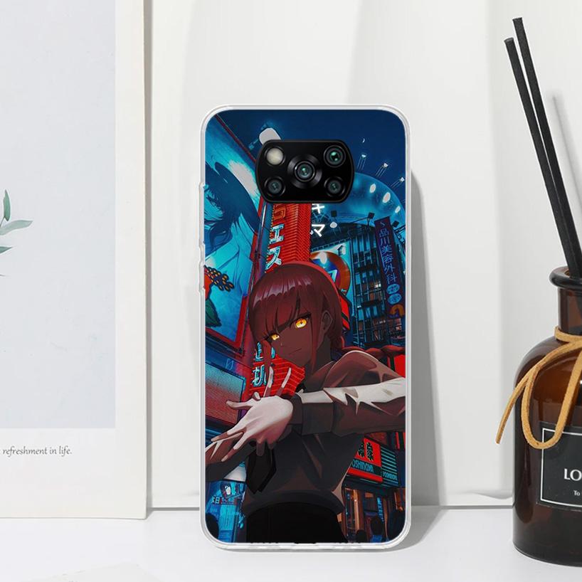 Chainsaw Makima Power Phone Case For Xiaomi Poco X7 X6 X5 X4 X3 Nfc F6 F5 Pro F4 Gt F3 F2 F1 M5S M4 M3 Art Fundas Back Cover
