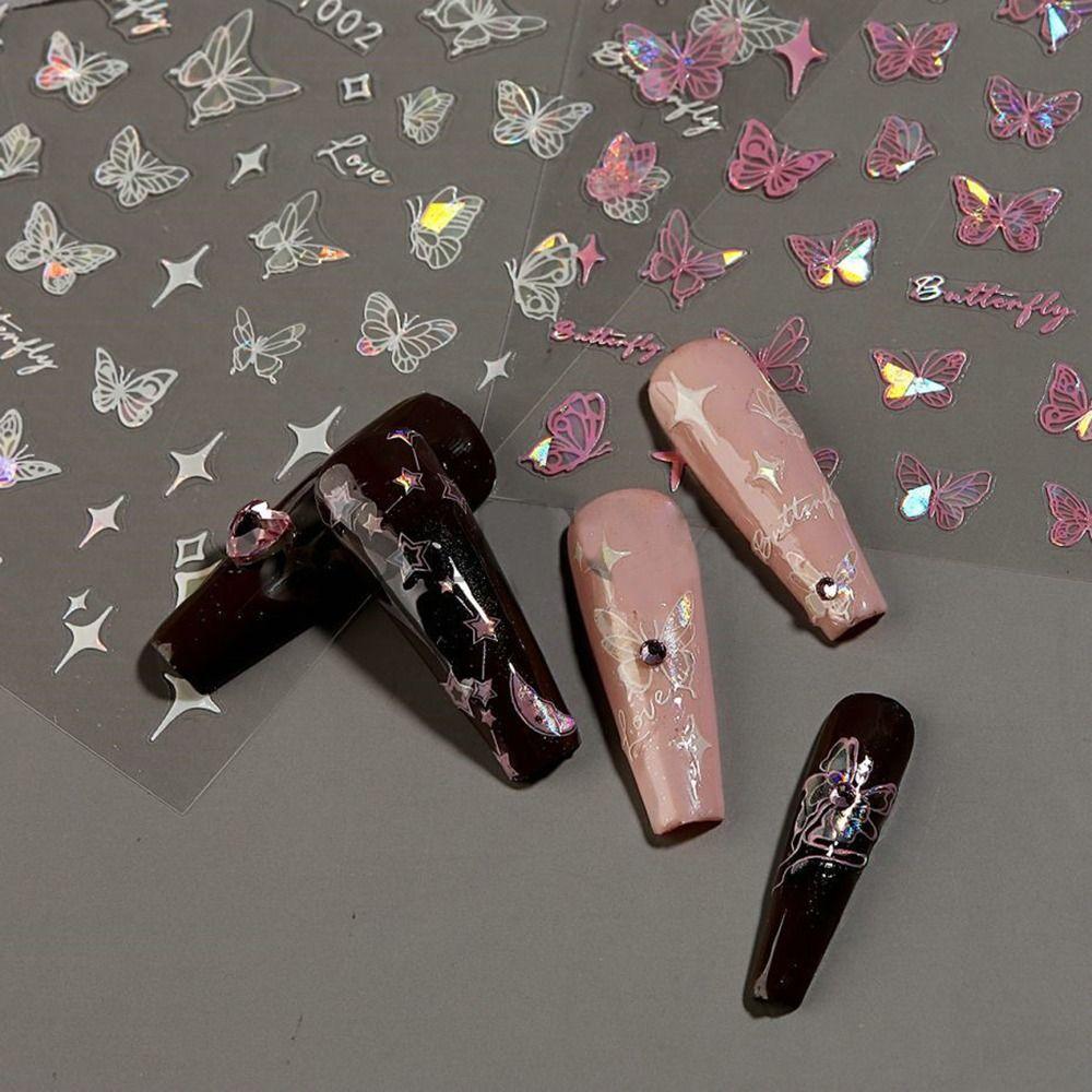Y2K Nail Art Decoration Butterfly Laser Nail Stickers Nail Art Decoration  DIY Manicure