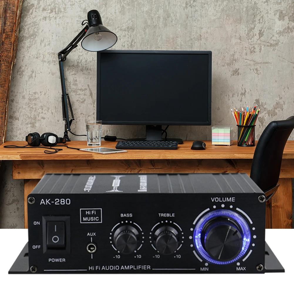 Цифровой усилитель AK-280 12 В 40 Вт+40 Вт HIFI Цифровой стерео аудиоусилитель 2 канала Домашний кинотеатр Поддержка высоких и низких частот AUX вход