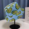 Fisherman Hat Avocado Print Double-sided Flat Top Breathable UV Protection Sunscreen Decorative Refreshing Fruit Patter Bucket Hat Headwear