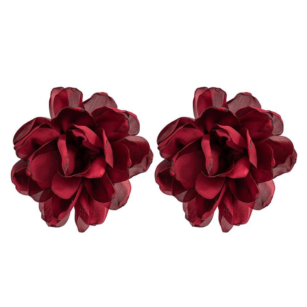 Fabric Big Flower Ear Stud Luxury Design Floral Eardrop Gifts Exaggerated Earrings Women Girls