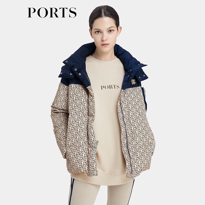 Ports Женская пуховая куртка с капюшоном с принтом LP8U008RZP009