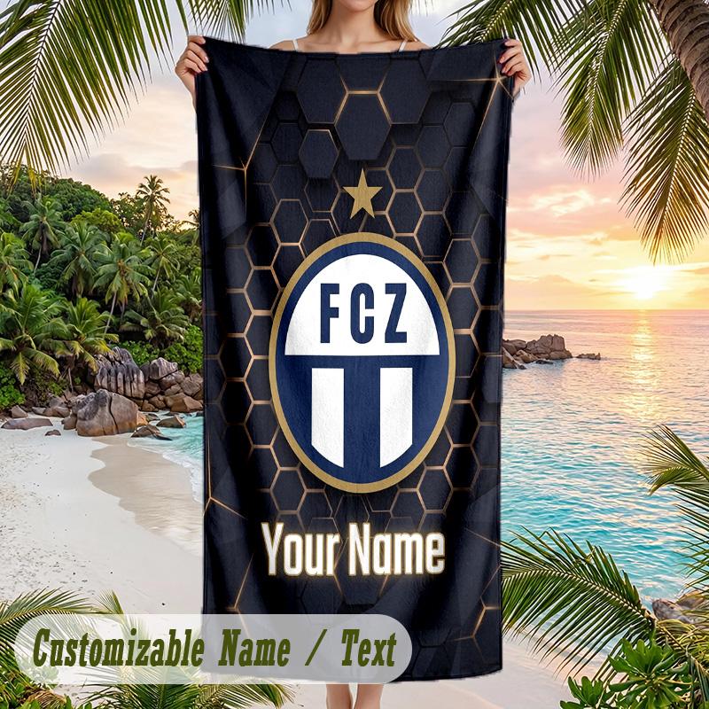Beach Towel FC Zürich Print Custom Name Text Soft Towel for Swimming Pool