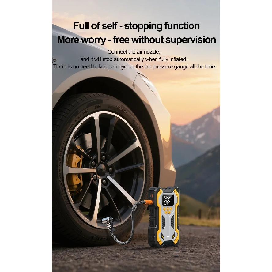 30000mAh 7000A Car Jump Starter & Air Compressor 150PSI, LCD Screen Portable Power Bank Booster for Gas/Diesel