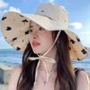 Double Sided Wide Brim Sun Hat Sweet Sun Protection Cap Sunscreen Seaside Beach Cap  Girls