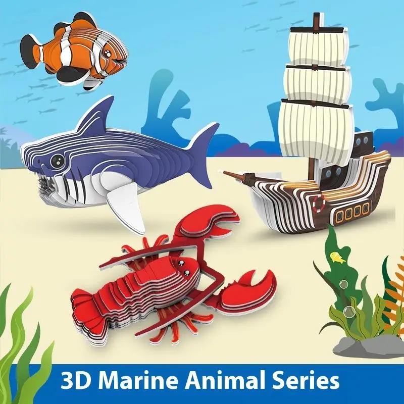 1 Набор Сделай сам Ручная сборка Модель Игрушка 3D Пазл Животное Нарвал Развивающие Пазлы Морское Животное Бумага Игрушки Монтессори