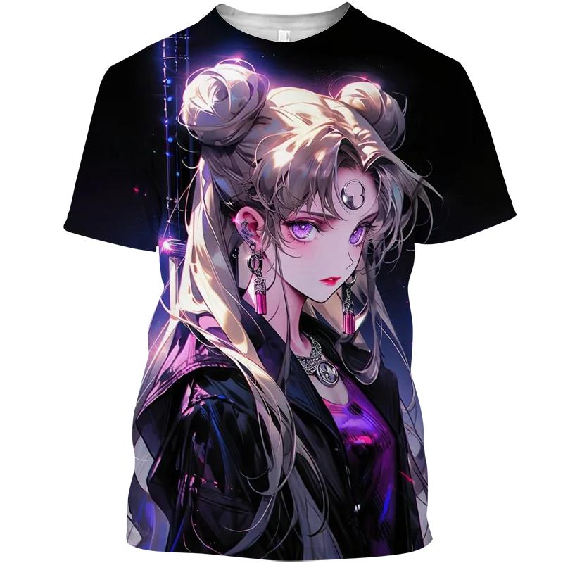 2024 Street Wear Футболка Смешная футболка Sailor Moon Street Wear Топ женский 3D принт женский графический аниме девушка y2kМужская одежда