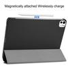 For iPad Pro 11 (2024) Case PC+PU Auto Wake Sleep Tablet Shell with Tri-fold Stand