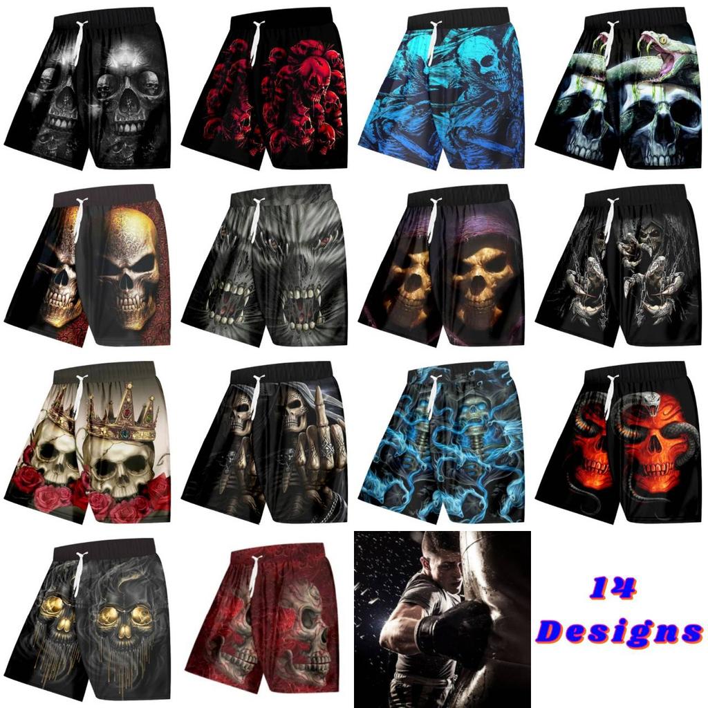 Skeleton Horror Skull Ghost Devil Demon Boxing Shorts Pants 3D Print Training Unisex Men Women Quick Dry Fitness Gym Sport Workout Casual Streetwear