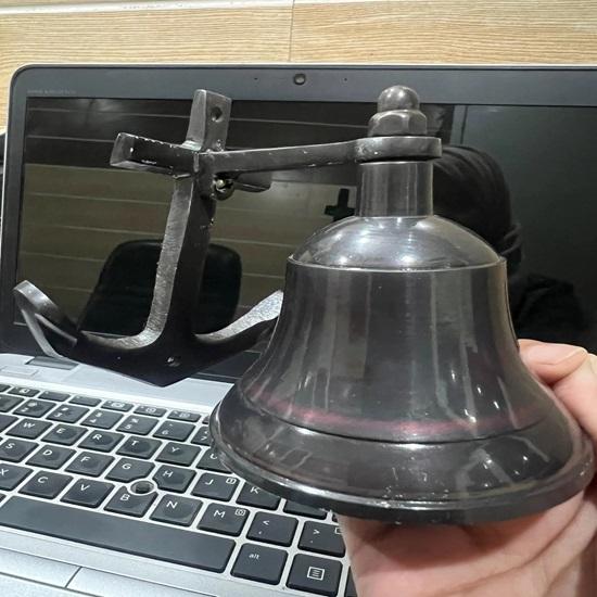 Set of 4 Anchor Bell Mount Dinner Door Bell Indoor, Outdoor Decor Deep Sound Traditional Sacred Church Bell For Housewarming Gifts