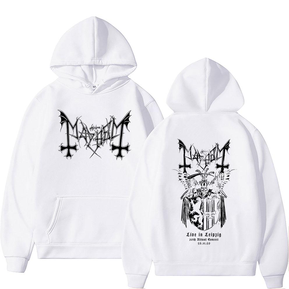 Mayhem Live In Leipzig Skeleton Graphic Hoodie Men Women Death Black Metal Rock Oversized Pullover Male Vintage Casual Hoodies