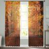 Шифоновые прозрачные шторы с кленовыми листьями и лиственным лесом для гостиной, украшения дома, оконная вуаль, тюлевые занавески, шторы