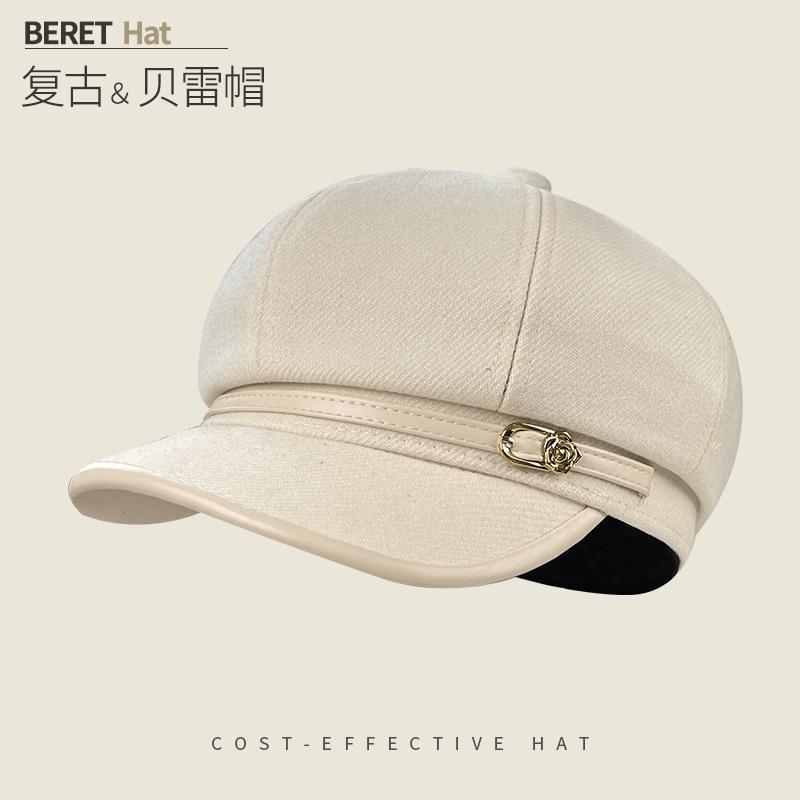 Ретро Универсальный Шерстяной Берет Подчеркивающий Лицо Утиный Язычок Восьмиугольная Шляпа Детская Теплая Ветрозащитная Шляпа Газетчика