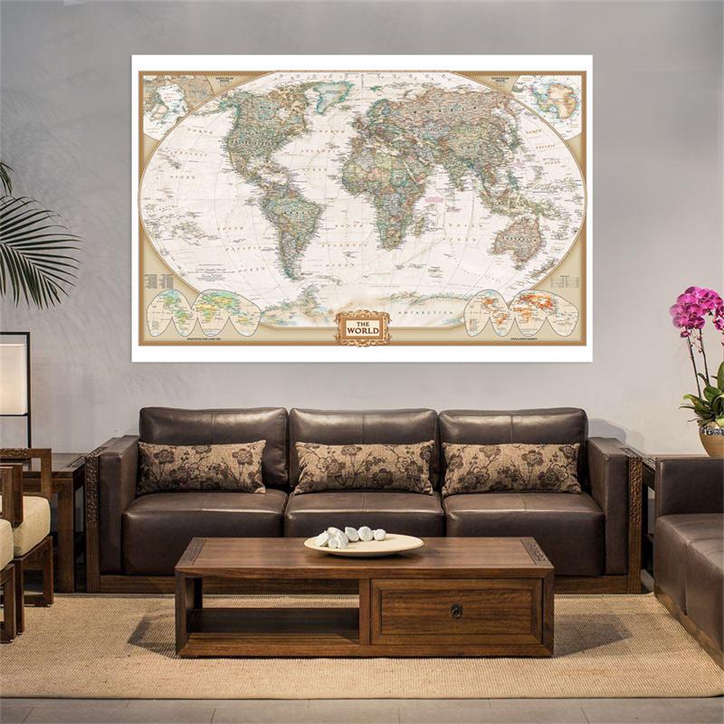 Карта мира, большая ретро-карта, принты плакатов, настенный художественный фон, ткань, домашний декор для гостиной, стены