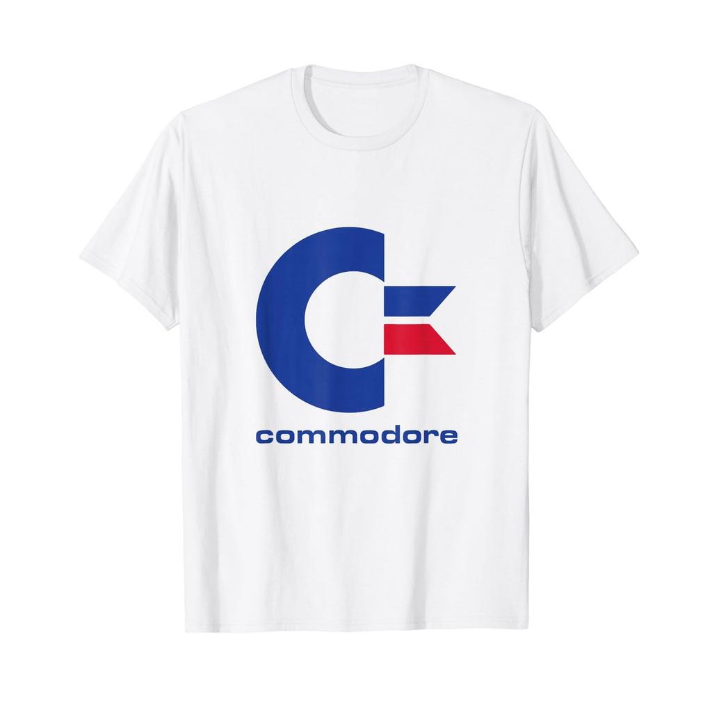 COMMODORE C64 Retro Computer T-Shirt Vintage Gaming Geek Tee with Blue and Red Capital Lettering Logo