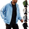 Men's And Women's Casual Double-sided Fleece Warm Jacket, Men's Striped Design Solid Color Zipper Stand-up Collar Sports Jacket