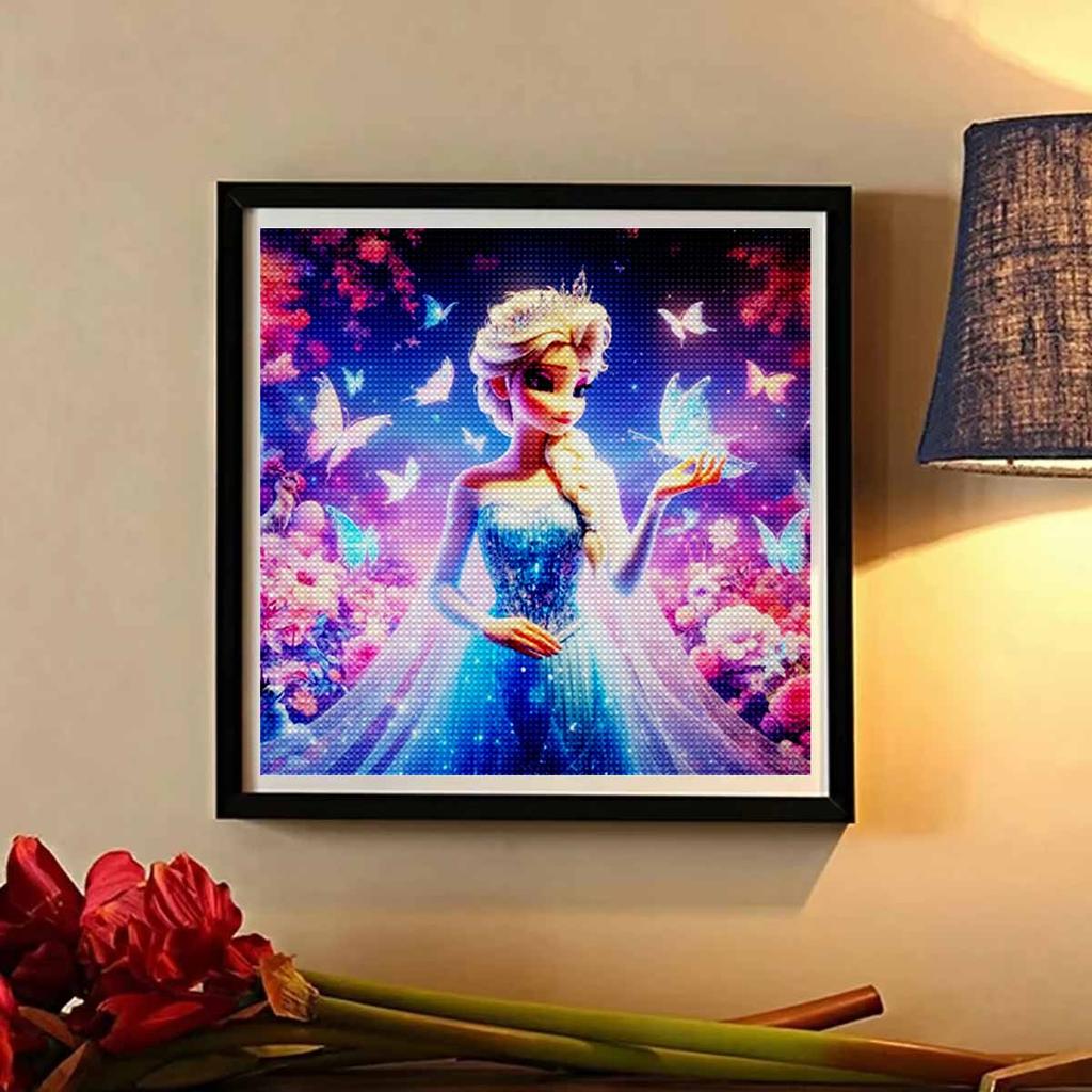 5D DIY Diamond Painting Decorative Elsa and Butterfly Full Round Drill Scenery Diamond Embroidery Cross Stitch Kits Home Decor Gift