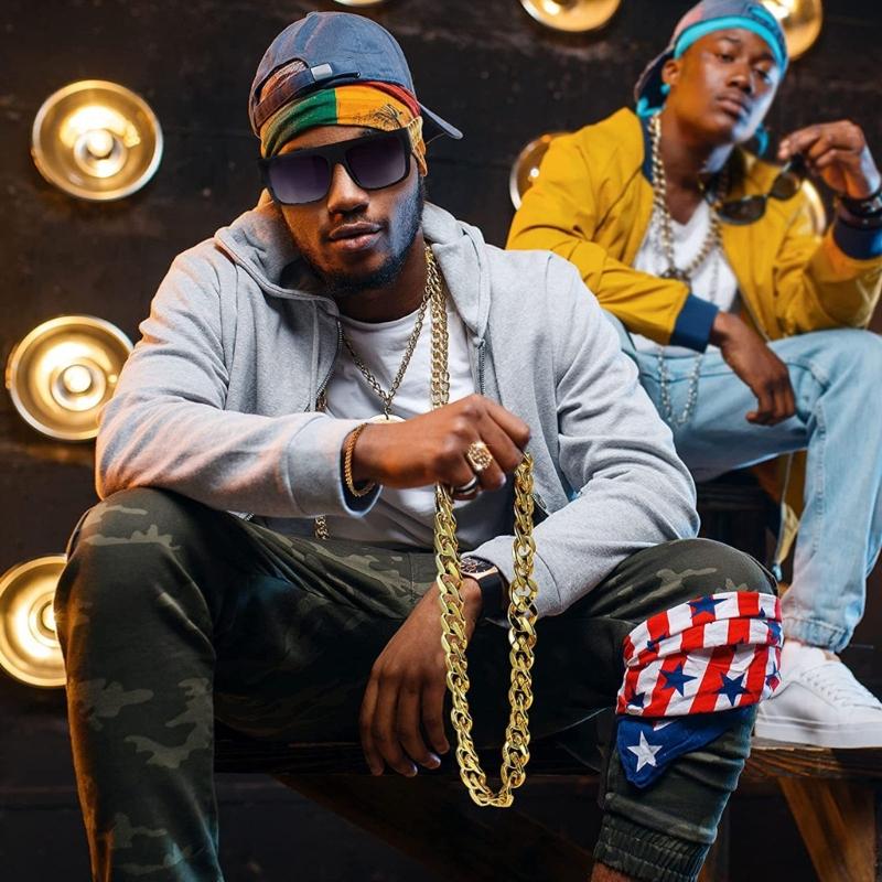 Наряд 80-х 90-х Костюм в стиле хип-хоп Комплект Аксессуары рэпера старой школы Браслет Цепочка со знаком доллара Украшения для Хэллоуинской вечеринки