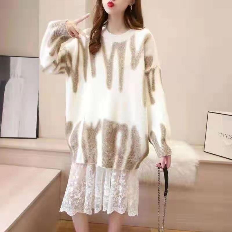 Striped Tie Dyed Pullover Knitted Sweater Women Autumn Long Sleeve Loose Sweaters Casual Winter Wool Jumpers Women 28391