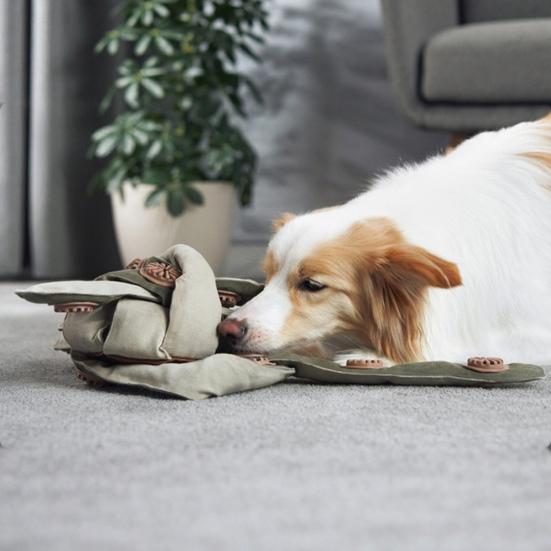 Dog Snuffle Knot Interactive Puzzle Toy Puppy Enrichment Toy with Treat Pockets Tie And Knot Tentacles Into Snuffle Ball for Slow Eating Foraging