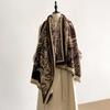 Brand Elegance Two-Sided Print Scarf Soft Warm Fringe Pashmina Shawl Autumn and Winter Outdoor Coldproof Windproof Blanket