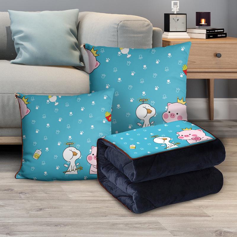 Персонализированная мультяшная флисовая плюшевая подушка-плед