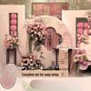 2025 Pink Chinese-Style Engagement Banquet Decoration Set with Background Wall KT Board