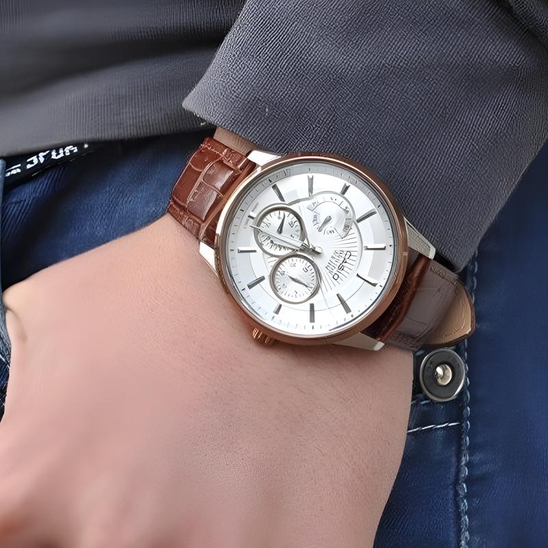 Casio Модные и повседневные кварцевые часы с кожаным ремешком Японские и корейские часы Мужские часы Белый циферблат BEM-302L-7A