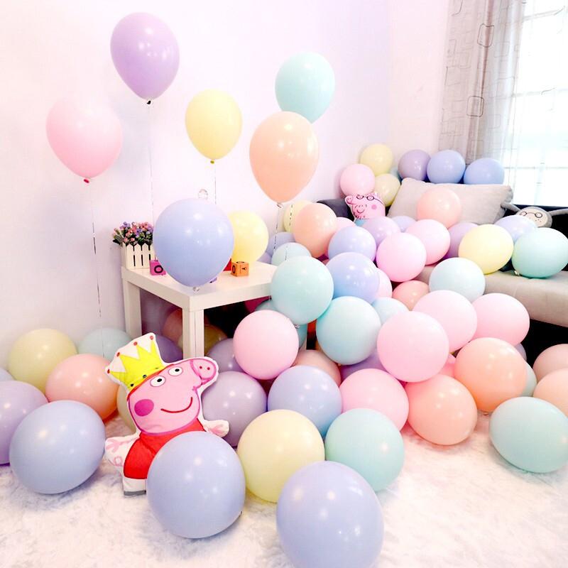 Jidukongjian Macaron Balloon Birthday Scene Decoration, Proposal Confession Decorations, Party Atmosphere, Wedding Room Setup, 50 Pieces + Pump