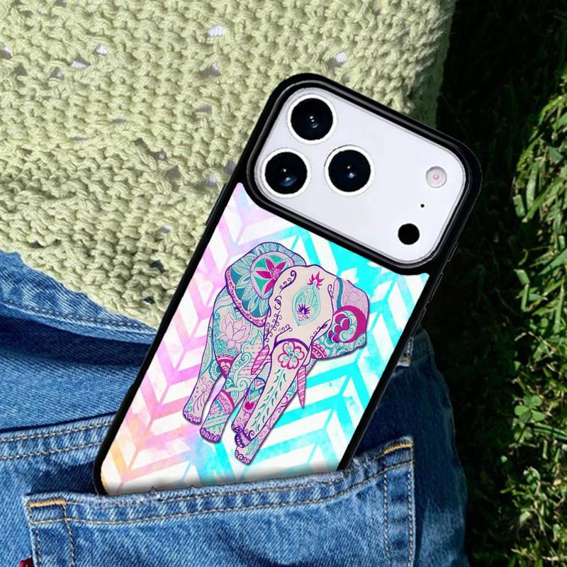 Aztec Floral Elephant Tribal Phone Case Cover for IPhone 11 12 13 14 15 16e 17 Pro Max Coque for IPhone 17 Air