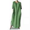 Summer Women's Dress Plus Size Round Neck Half Sleeve Solid Colour Side Split Mid Calf Dresses