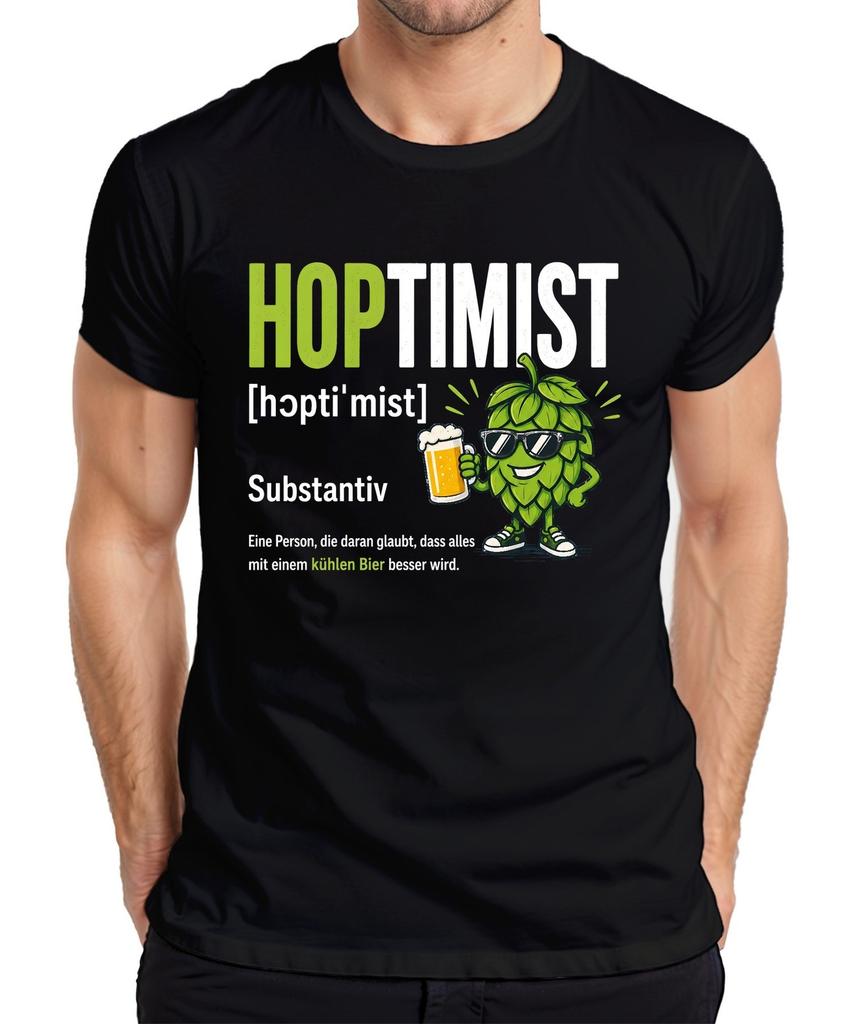 Hoptimist Beer Definition Funny Brewer Hops Lederhosen Dirndl Mens T-Shirt