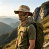 Mens Camouflage Wide Brim Fisherman Hat Outdoor Sun Protection Face Mask Set