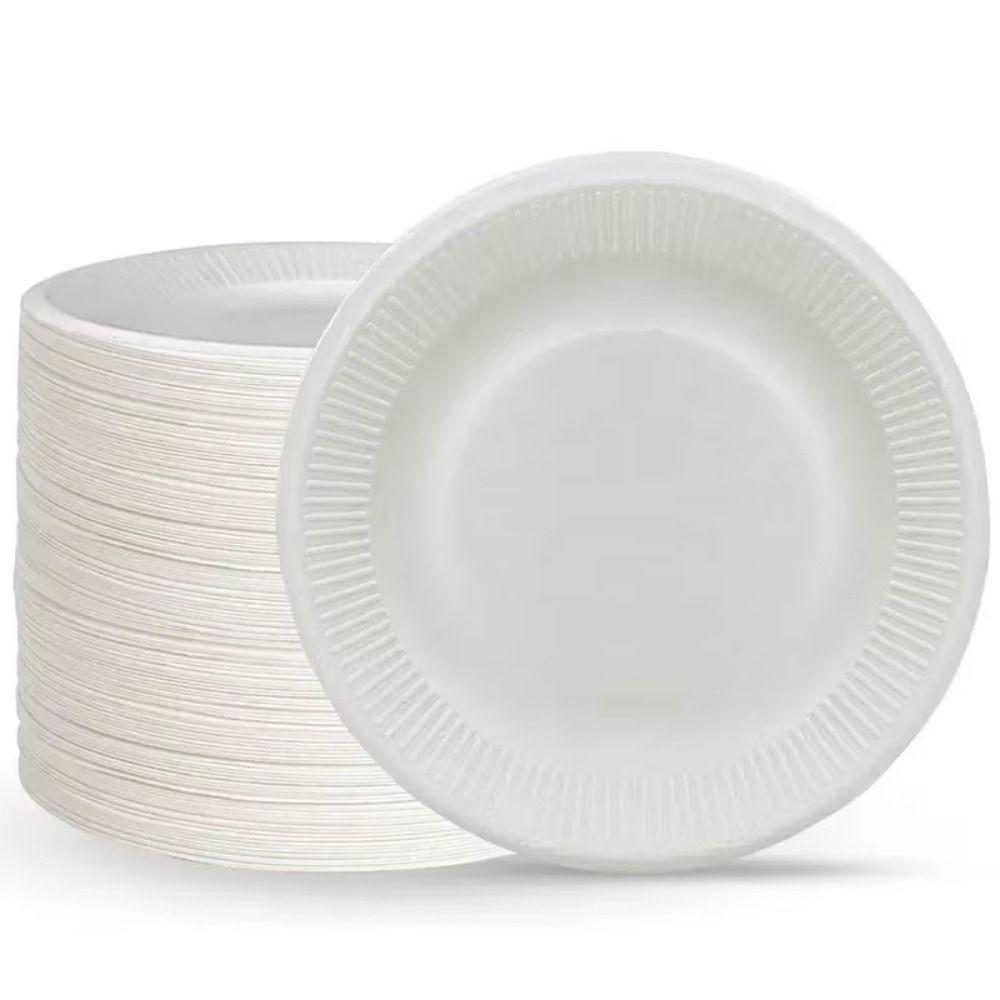 50Pcs Eco-Friendly Disposable Tableware Round Wedding Serving Tray Kitchen Tableware Accessory