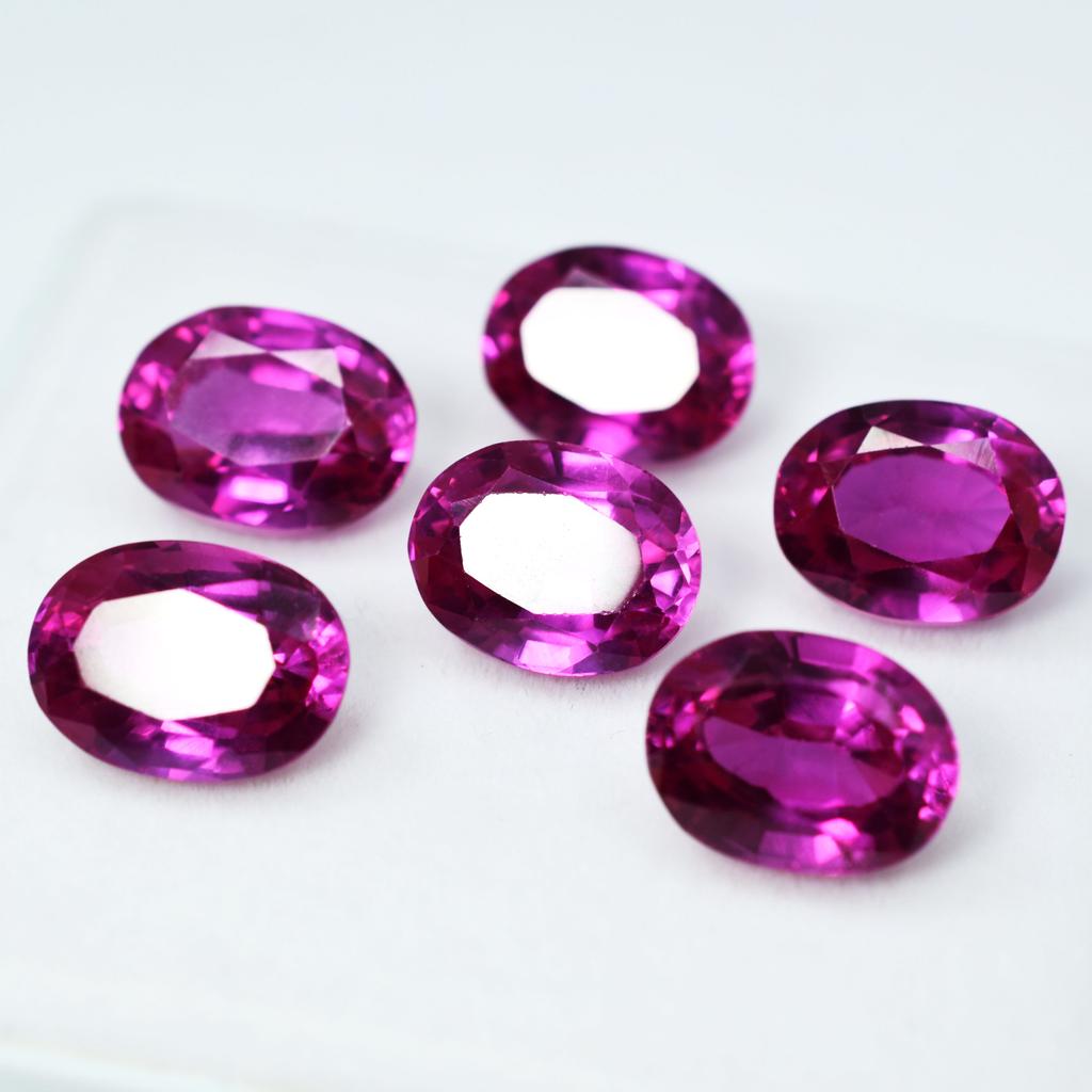Natural Pink Sapphire Loose Gemstone 6 pcs 72.64 ct Oval Shape Earring September Birthday Birthstone