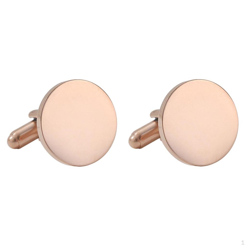 2Pcs Cuff Links for Men, Round Buttons Dress Shirt And Business Events