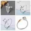 Регулируемое кольцо с милыми животными, ювелирные изделия, открытые кольца для влюбленных пар, дамы, подарки на День святого Валентина