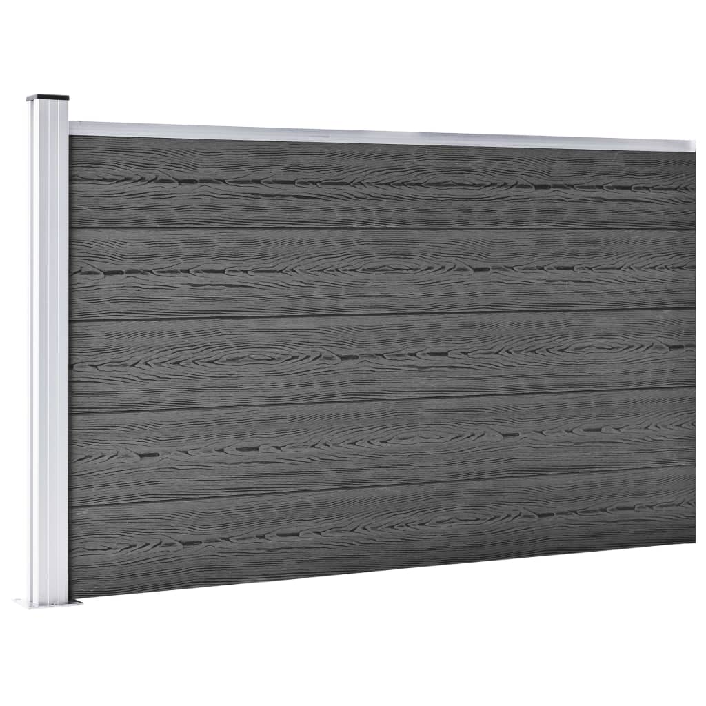 WPC Fence Panel Set 353 x 105 cm Black
