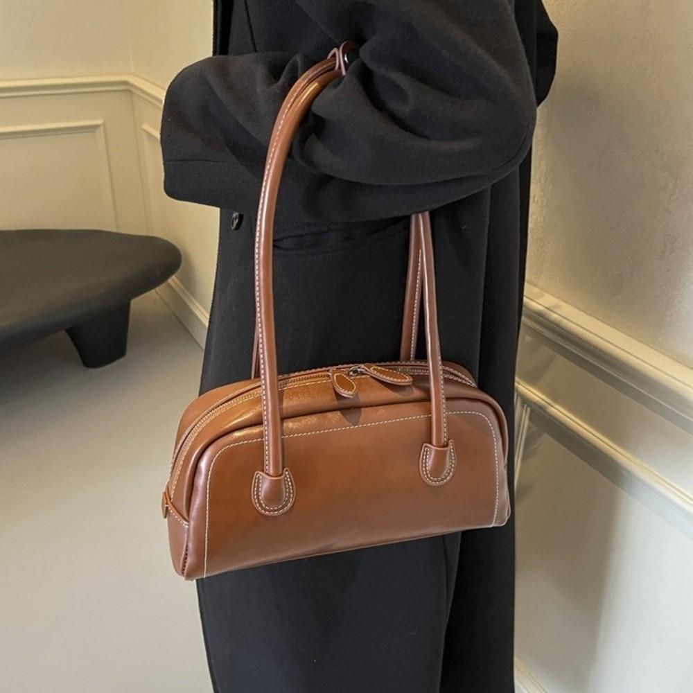 Korean Ins Style Women PU Shoulder Bag PU Leather Underarm Bag Vintage PU Hobo Bag Streetwear